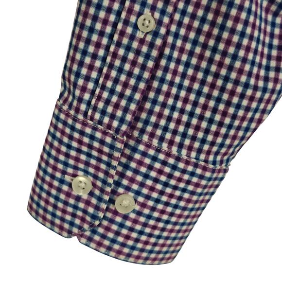 Mizzen+Main Leeward Performance Trim Fit Button Up Shirt XL Blue Purple Gingham - Picture 4 of 6